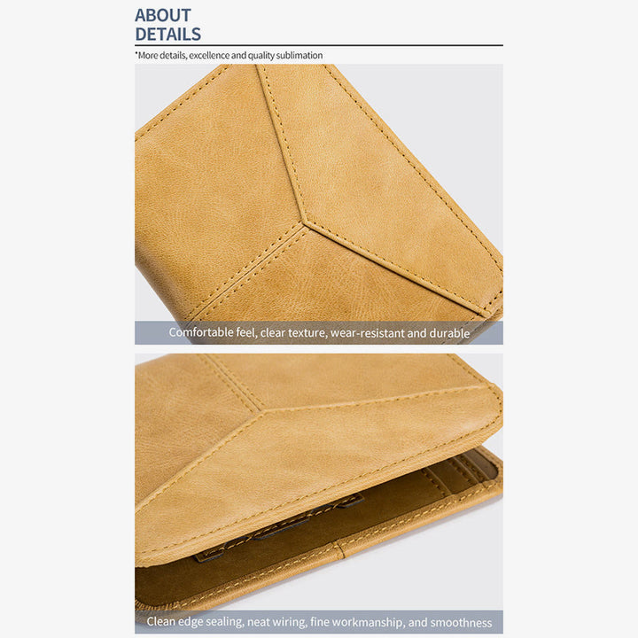 Herren RFID Bifold Trifold Geldbörse Einfarbige Leder Multifunktionale Geldbörse