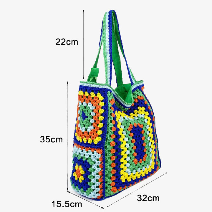Vintage Tote für Frauen tragbare Pendlertasche handgestrickte Schultertasche