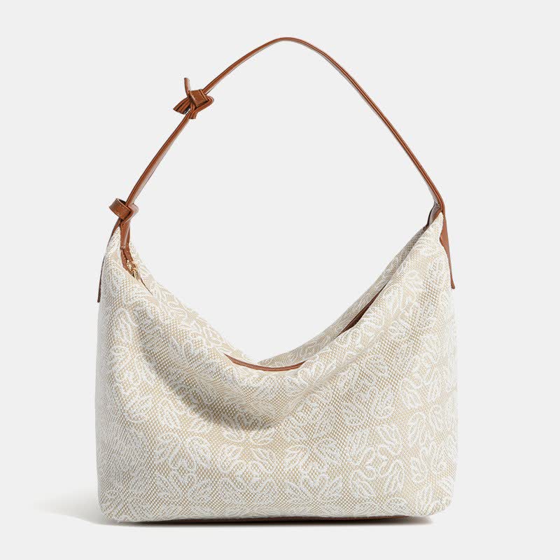 Canvas-Handtasche für Damen mit Hahnentritt-Muster, Schultertasche, Hobo-Umhängetasche