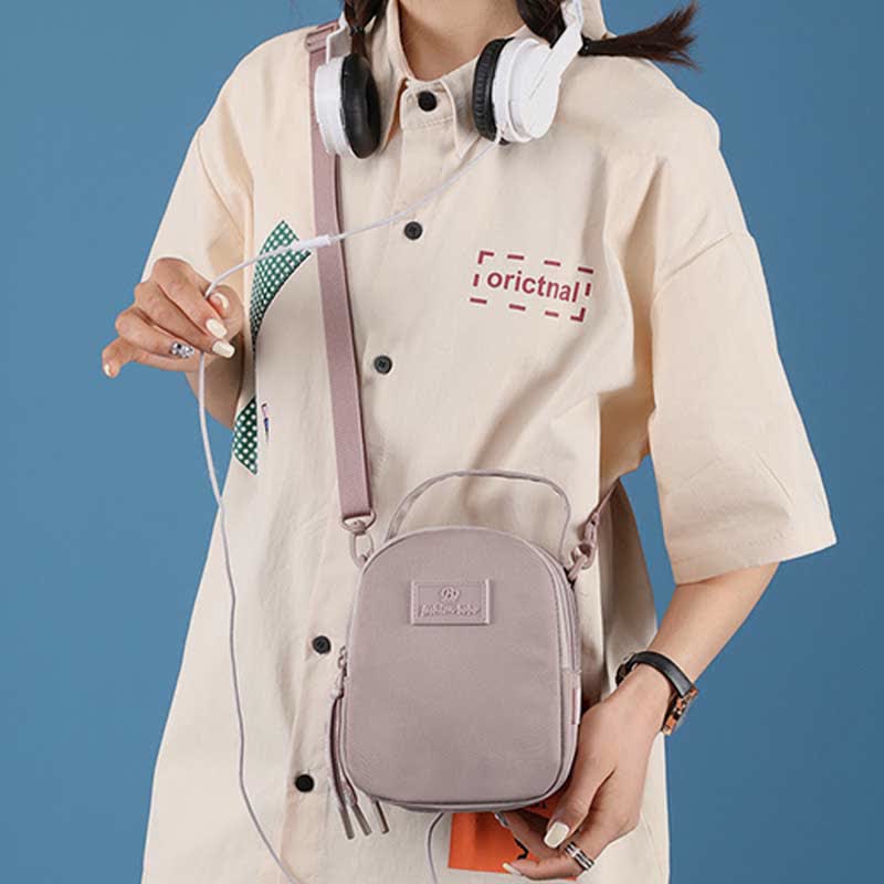 Umhängetasche mit dreifachem Reißverschluss für Damen, wasserdichte Mini-Reisehandtasche