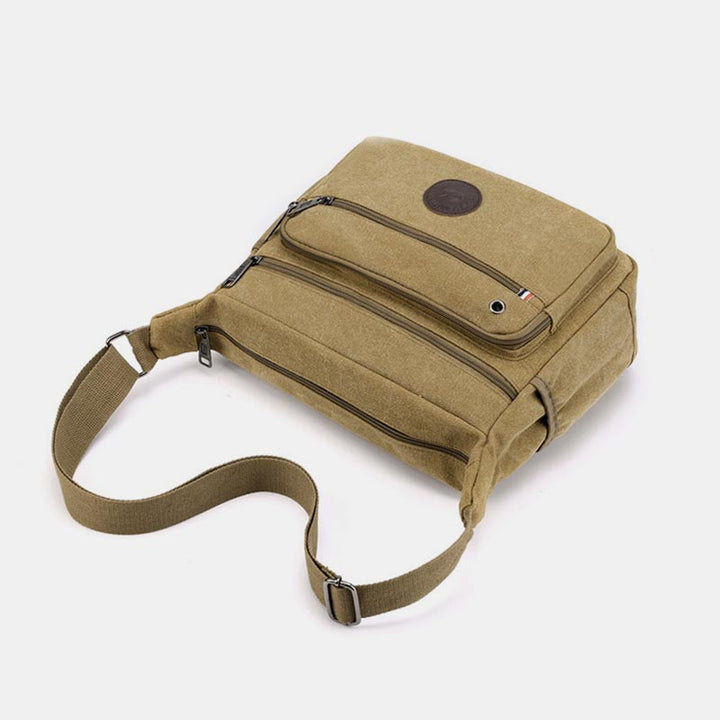 Vintage Messenger Bag aus Canvas mit großem Fassungsvermögen 