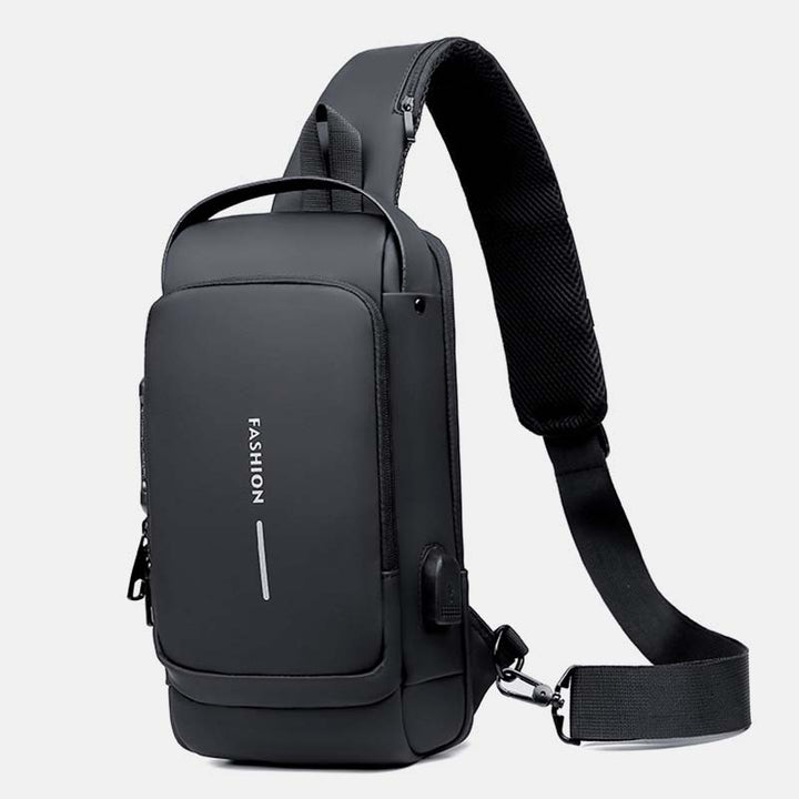 Diebstahlsichere, wasserdichte, lässige Schultertasche mit großem Fassungsvermögen, USB-Ladeanschluss und Reflektorstreifen