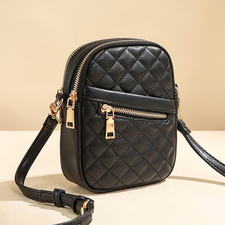 Handytasche für Damen mit Rautenmuster, einfarbig, Mini-Tasche