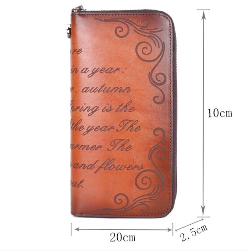 Geldbörse für Damen, Vintage, echtes Leder, bedruckt, für den täglichen Einkauf