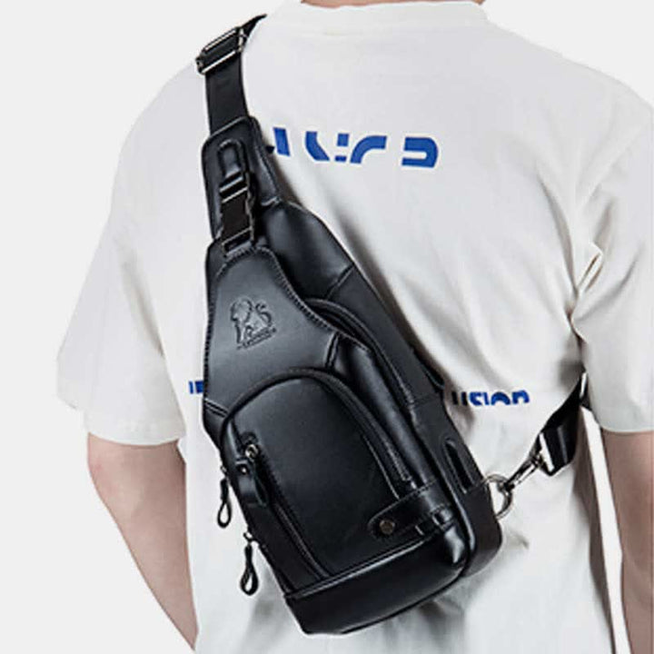 Schultertasche aus echtem Leder, lässiger Outdoor-Schulterrucksack, Brust-Tagesrucksack