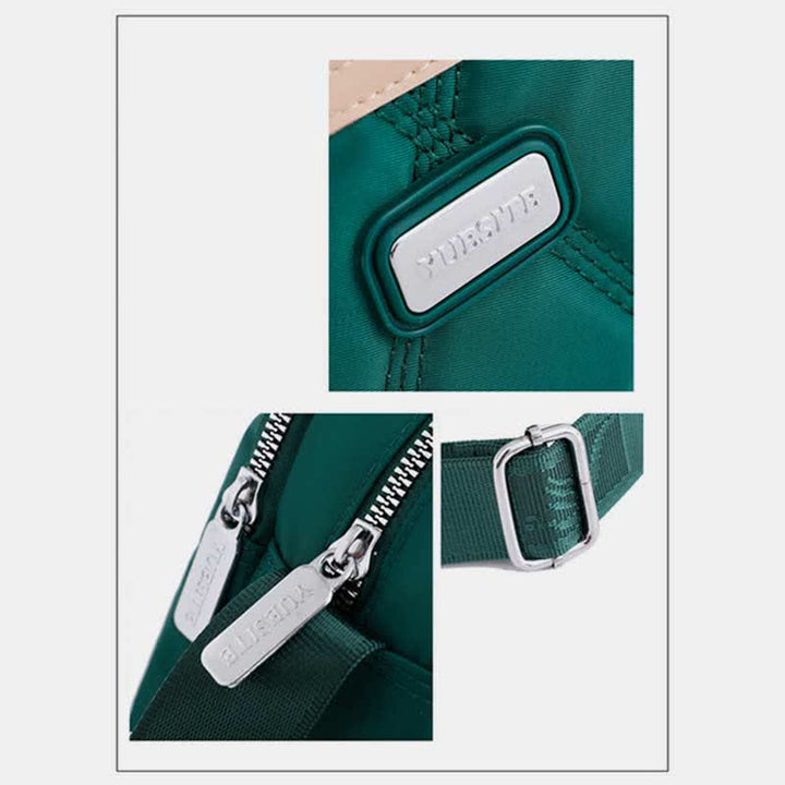 Wasserdichte Umhängetasche für Damen, Doppelreißverschluss, Nylon, Handtasche, Schultertasche