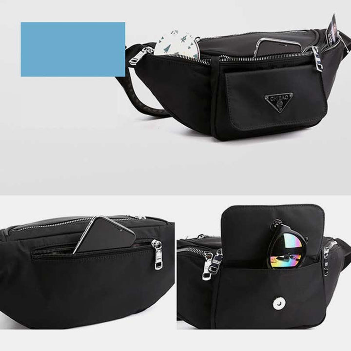 Nylon-Hüfttasche mit mehreren Taschen, leichte Brusttasche mit mehreren Tragemöglichkeiten, Hüfttasche