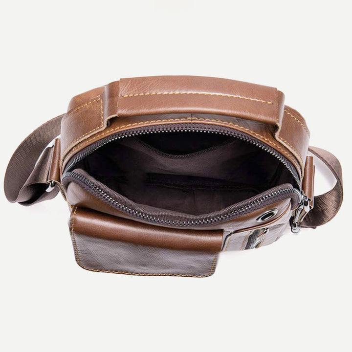 Messenger Bag für Herren, mehrere Taschen, echtes Leder, Business-Umhängetasche