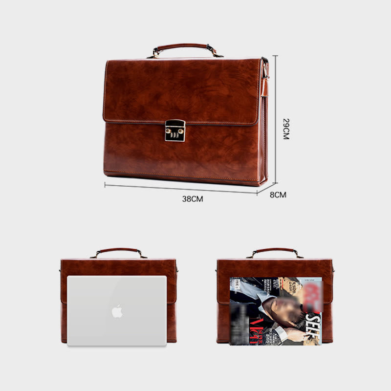 Messenger Bag für Herren, groß, Vintage, mit Schloss, Aktentasche