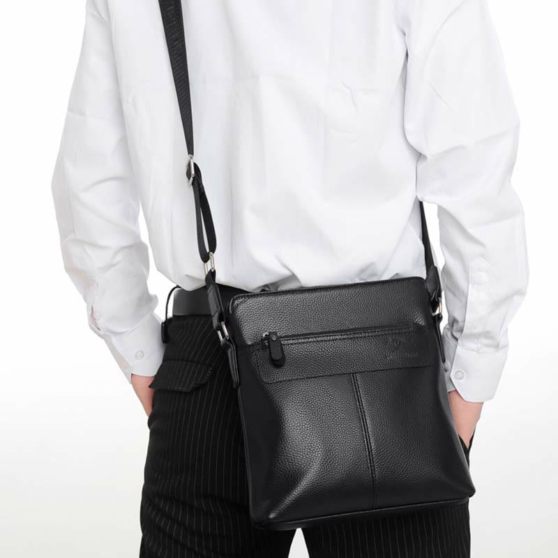 Messenger Bag für Männer Lychee Muster Echtleder Business Rucksack