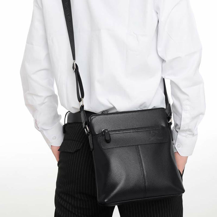 Messenger Bag für Männer Lychee Muster Echtleder Business Rucksack