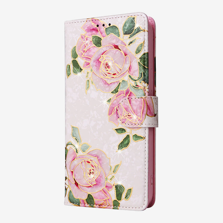 Bunte Blumen-Telefon-Kasten für Iphone Leder Clamshell Telefon Tasche