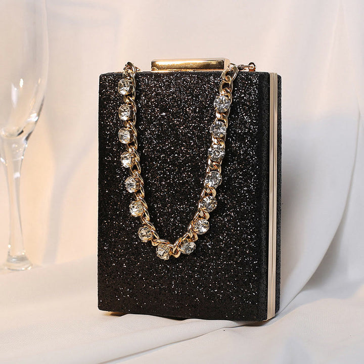 Abendtasche für Damen, Strasskette, tragbare Umhängetasche, quadratische Handtasche