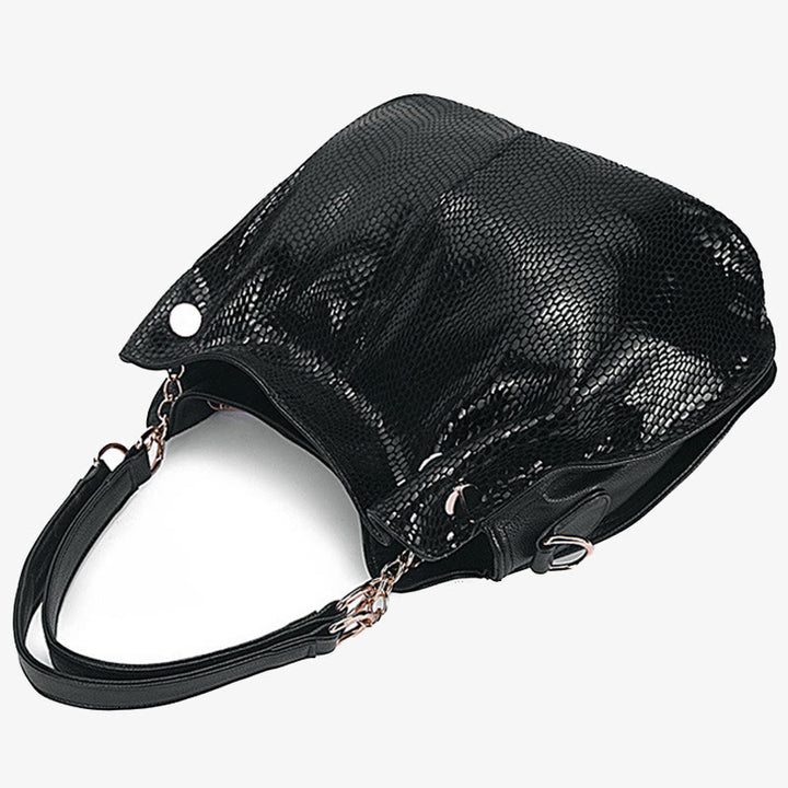 Glänzende Schlangenhaut-Grain-Tasche für Damen aus echtem Leder