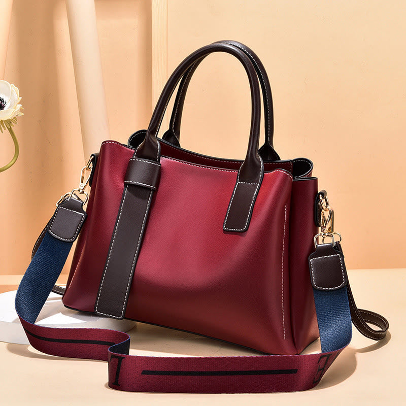 Damen Handtasche mit Henkel, modische Tragetasche mit 2 Schultergurten