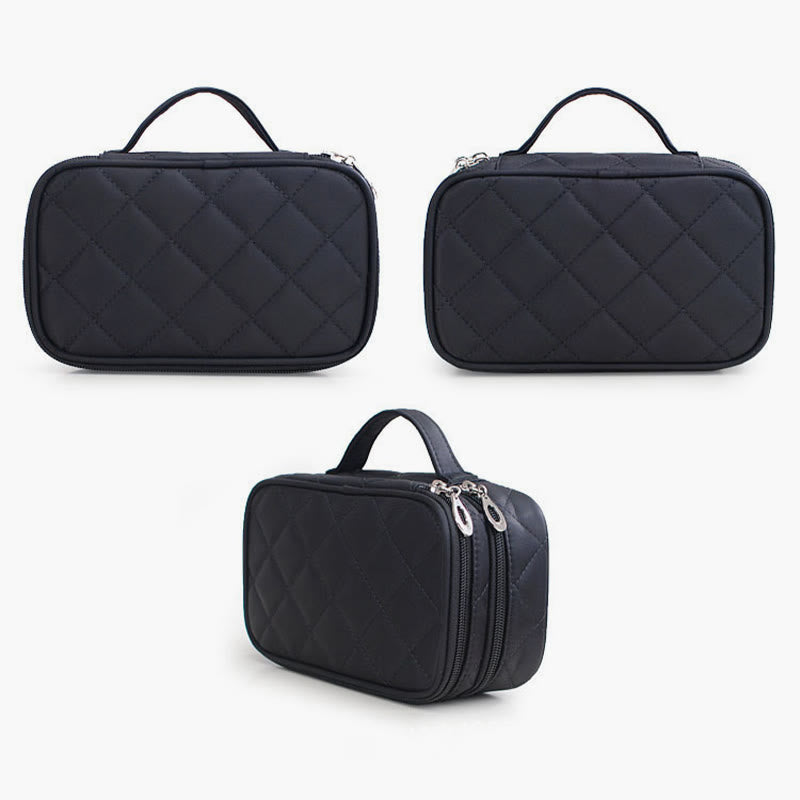 Wasserdichte Make-up-Tasche mit zwei Fächern, tragbare Aufbewahrungstasche aus Nylon