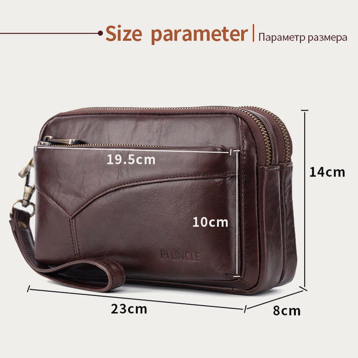 Echtes Leder Clutch Portemonnaie Geräumige Organisierte Handgelenk Geldbörse Fit 7,9" Handy