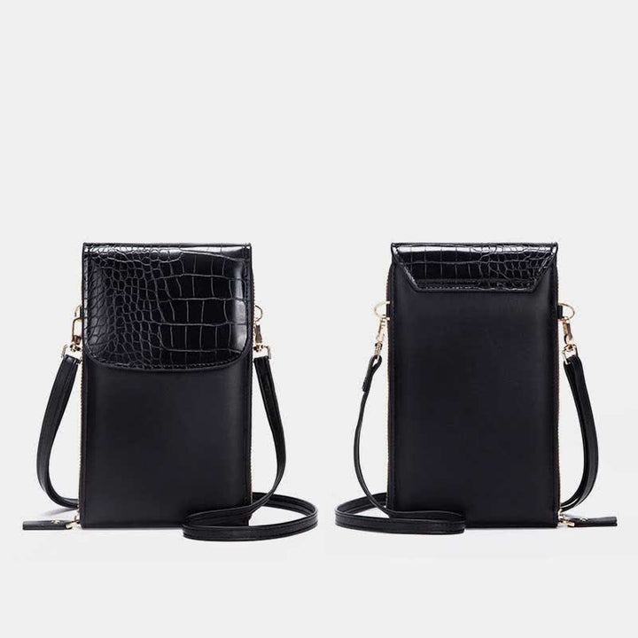 Schlanke, leichte Umhängetasche aus Leder für Damen, Handytasche, Kreditkartenhalter