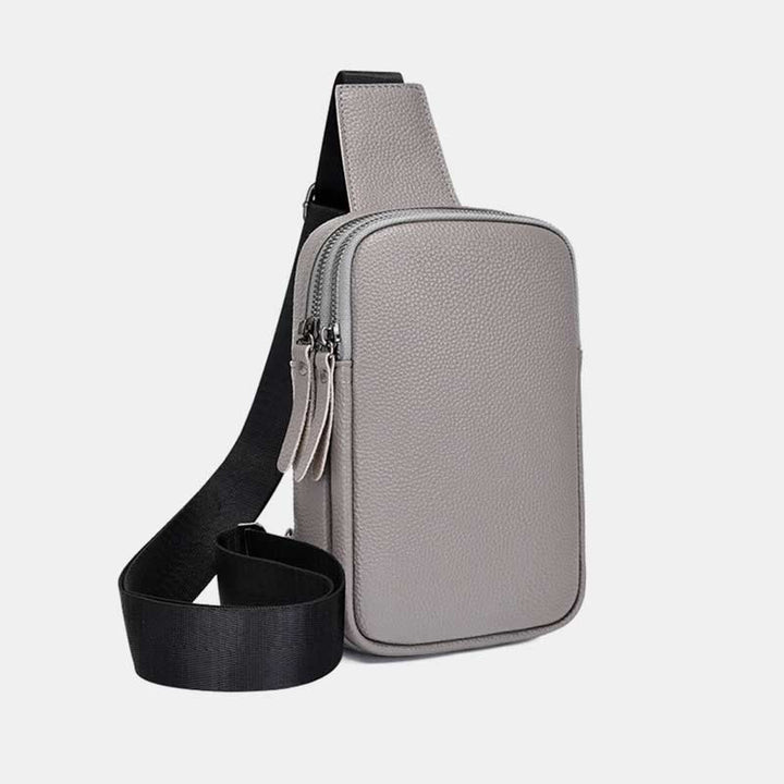 Schultertasche aus echtem Leder mit doppeltem Reißverschluss für Damen, wasserdichte Umhängetasche für Handys