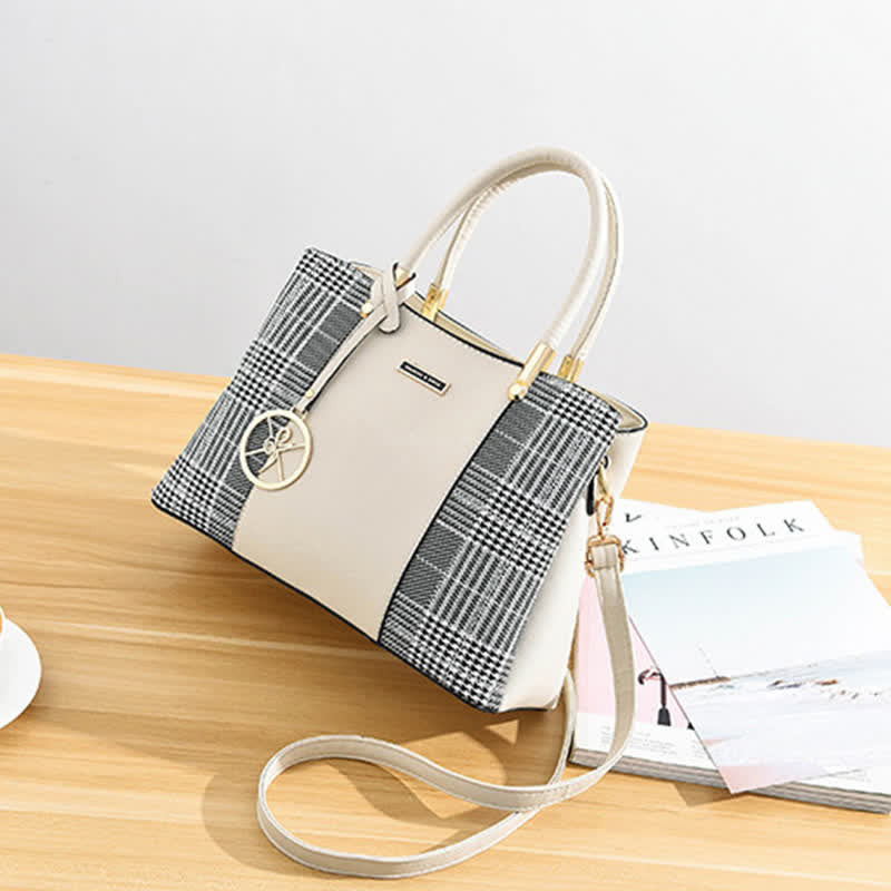 Umhängetasche mit drei Fächern, Schultertasche, Handtasche für Damen