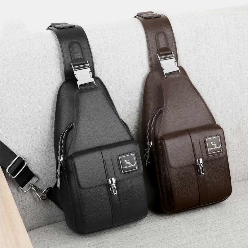 Herren Leder Schultertasche Mehrzweck Casual Bag Brusttasche Umhängetasche