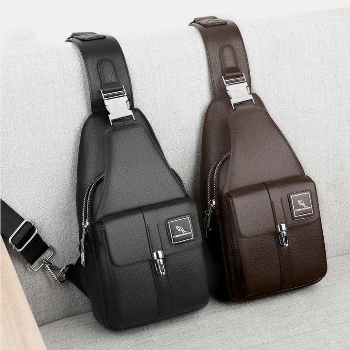 Herren Leder Schultertasche Mehrzweck Casual Bag Brusttasche Umhängetasche
