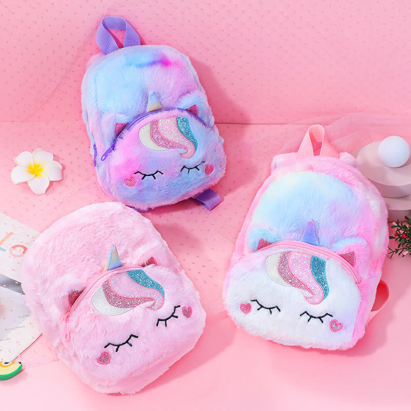 Rucksack für Frauen Einhorn pelzigen niedlichen Cartoon Kleinkinder Kinder Schultasche