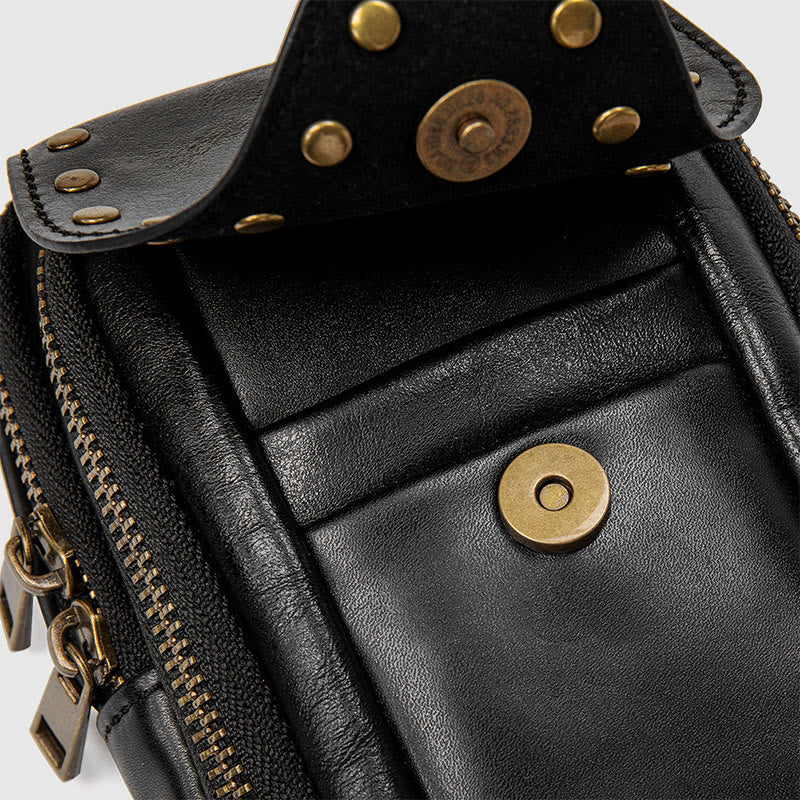 Handytasche für Damen, schwarze, tragbare Reisetasche im Punk-Stil