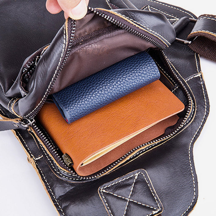 Schultertasche aus echtem Leder mit großem Fassungsvermögen