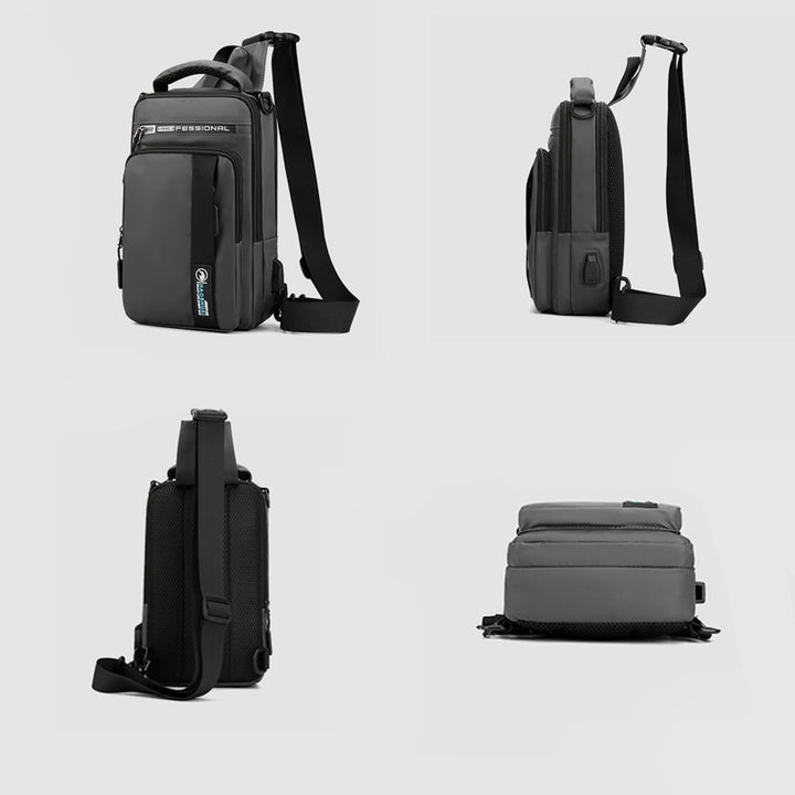 Leichte klassische Schultertasche mit mehreren Taschen und USB-Ladeanschluss für 4 Verwendungszwecke