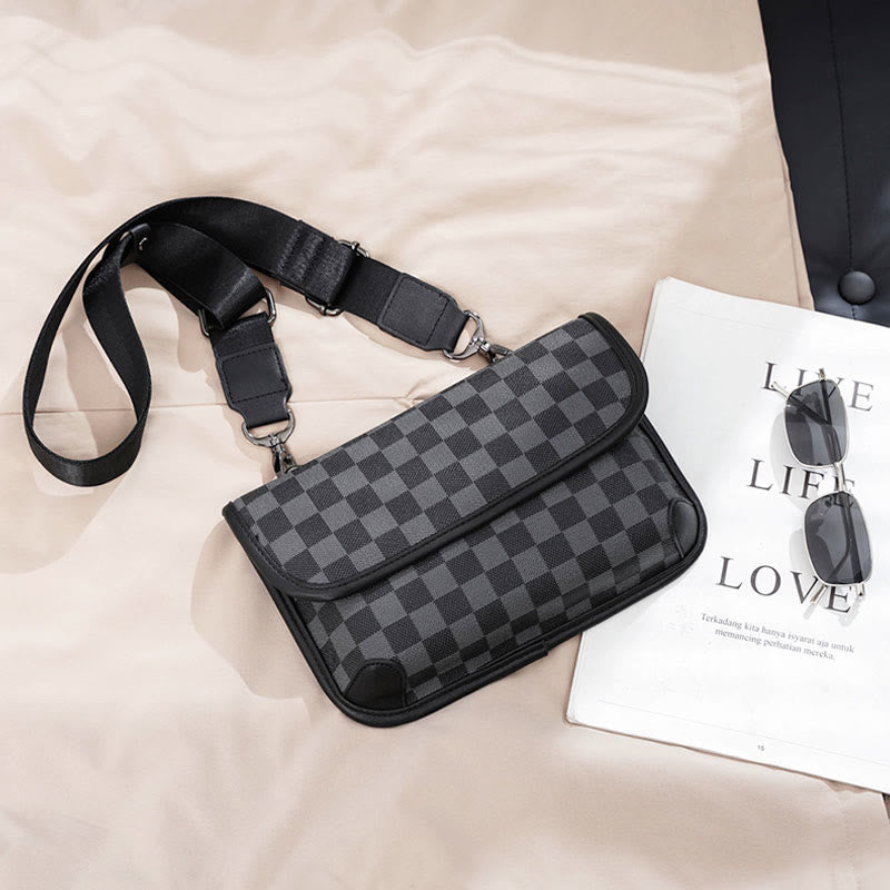 Umhängetasche für Unisex, minimalistische, quadratische Schultertasche aus PU-Leder