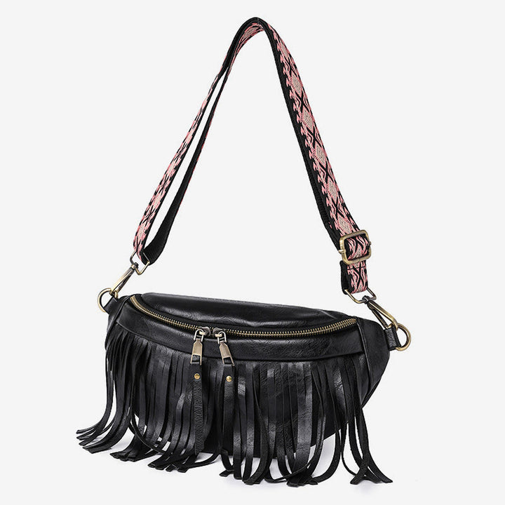 Kunstleder Quaste Gürteltasche Brusttasche für Damen
