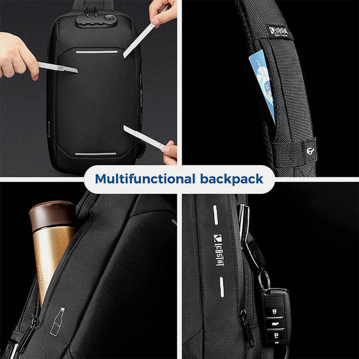 Diebstahlsichere, wasserdichte Brusttasche mit USB-Ladeanschluss