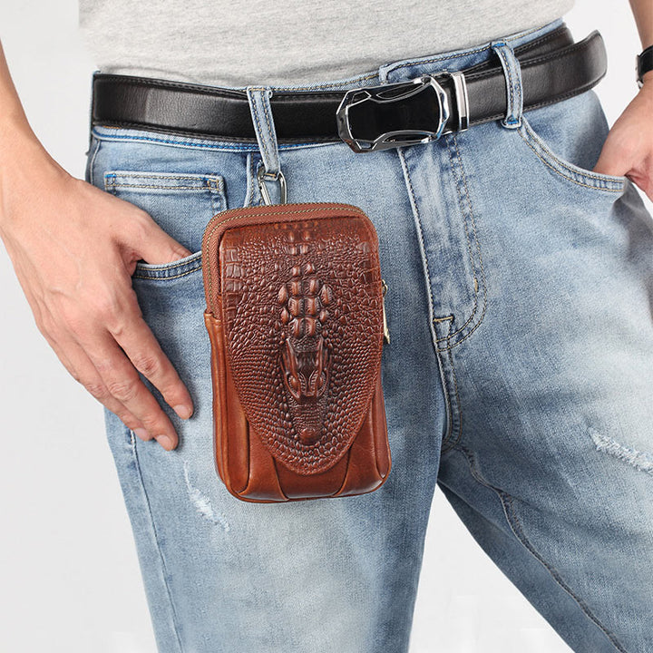 Handytasche aus Leder für Herren, langlebig, multifunktional, zum Tragen auf dem Gürtel, Hüfttasche