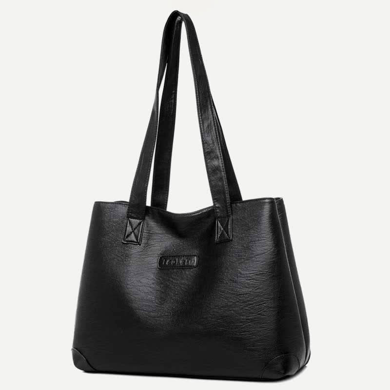 Damen Handtasche aus weichem Kunstleder mit zwei Fächern, Schultertasche