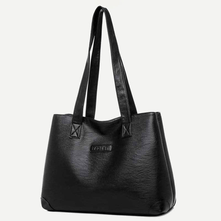 Damen Handtasche aus weichem Kunstleder mit zwei Fächern, Schultertasche