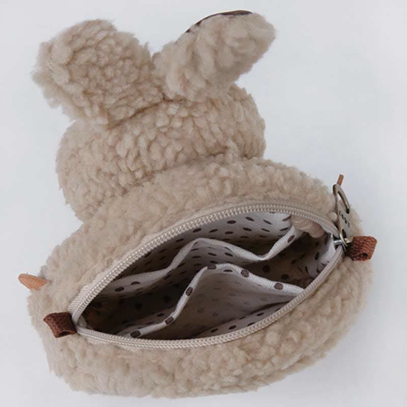 Süße Umhängetasche mit Plüschhase, flauschige Kaninchen-Schultertasche, Handtaschen
