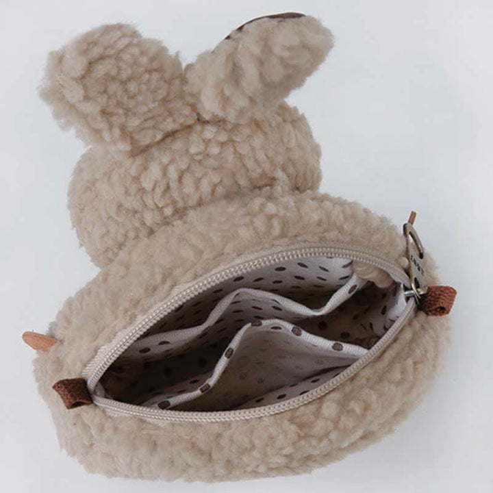 Süße Umhängetasche mit Plüschhase, flauschige Kaninchen-Schultertasche, Handtaschen