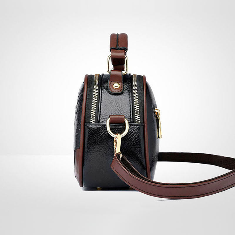 Handtasche mit Blumenprägung für Damen, Umhängetasche mit zwei Fächern