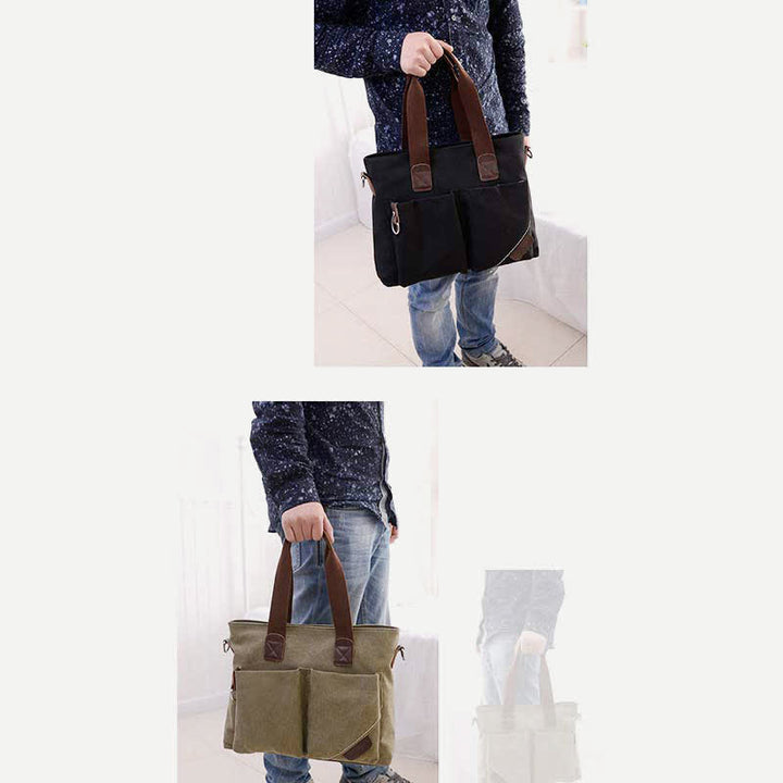 Canvas-Umhängetasche für Damen und Herren, Retro, lässige Handtasche, Arbeitstasche