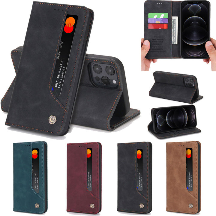 iPhone 13 Pro Max Leder Wallet Case Magnetische Hülle mit Ständer Kartenfach