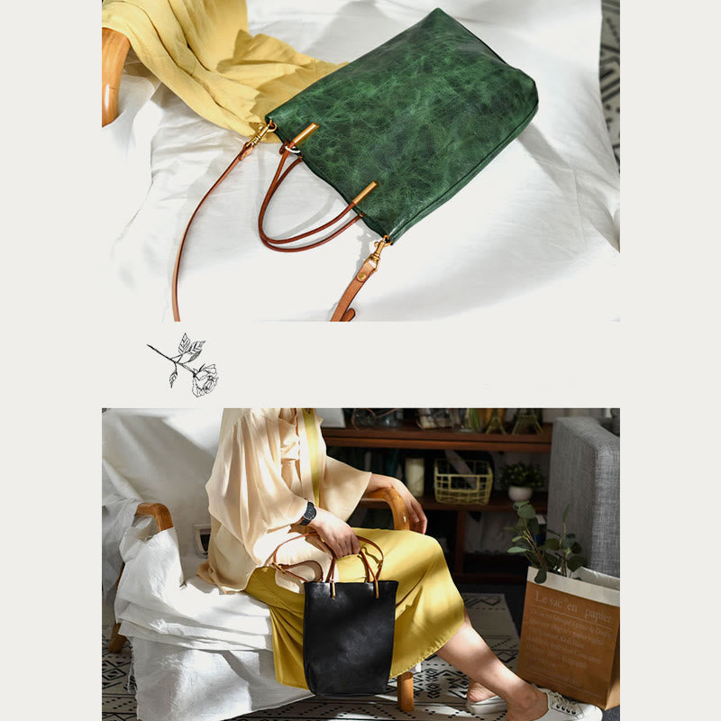 Handgemachte Umhängetasche für Frauen Retro einfache Textur Shouder Tasche
