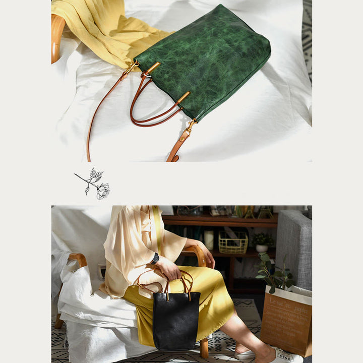 Handgemachte Umhängetasche für Frauen Retro einfache Textur Shouder Tasche