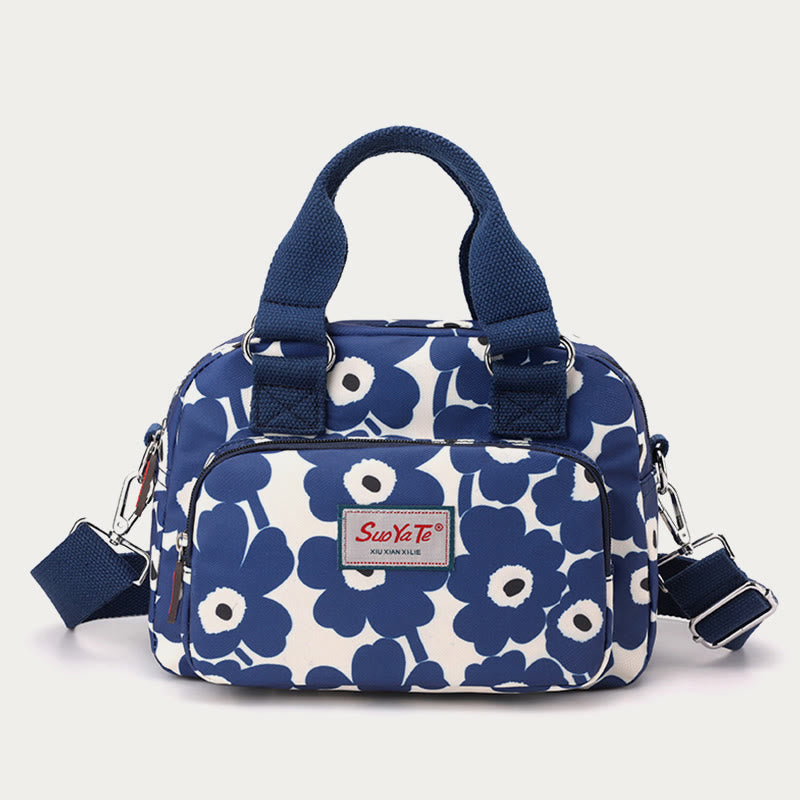 Umhängetasche aus Nylon für Damen, Handtasche mit buntem Blumendruck