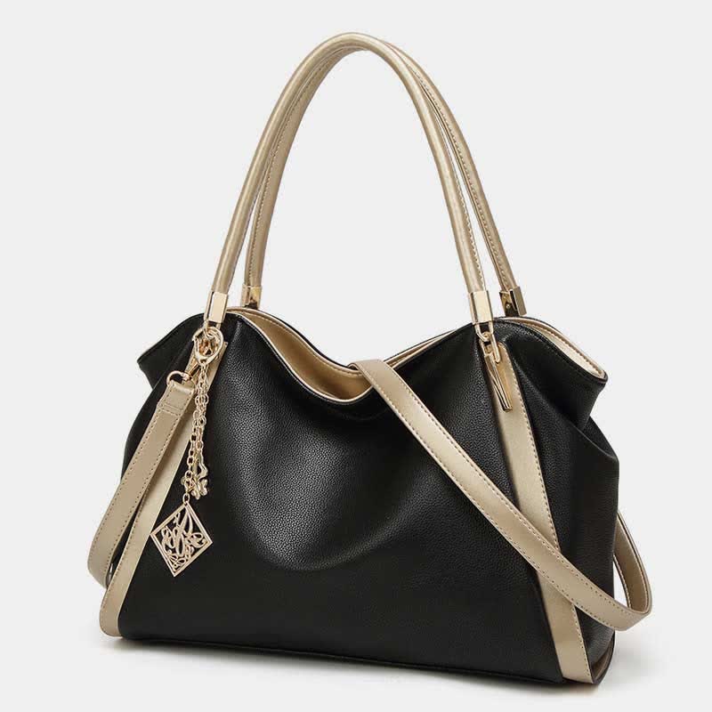 Große Handtasche aus Leder für Damen mit Reißverschluss und Tragegriff oben