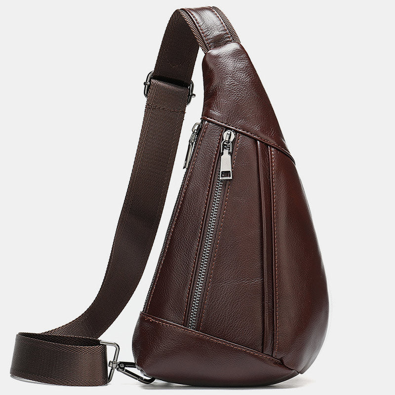 Schultertasche aus echtem Leder mit mehreren Taschen