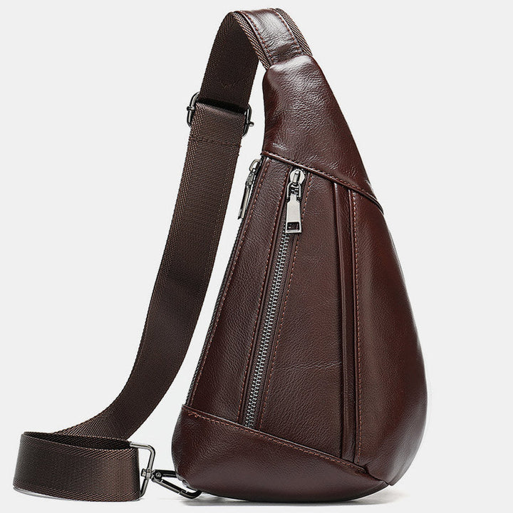 Schultertasche aus echtem Leder mit mehreren Taschen