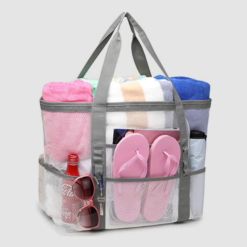 Strandtasche für Urlaubsreisen, tragbare Netz-Umhängetasche mit großer Kapazität