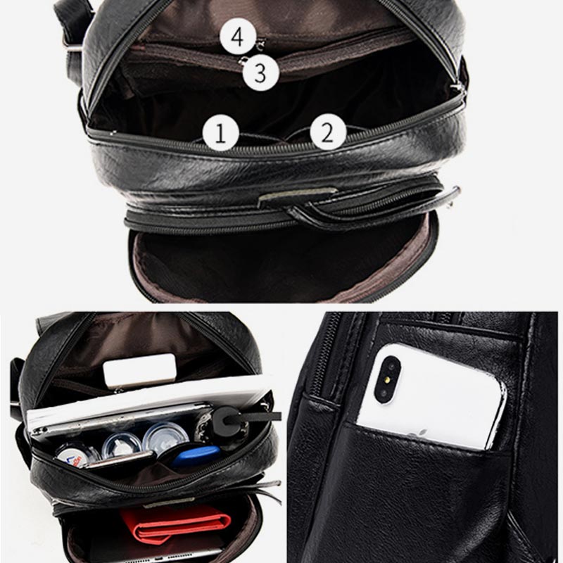 Kleiner Rucksack für Damen, weiches PU-Leder, lässiger Tagesrucksack