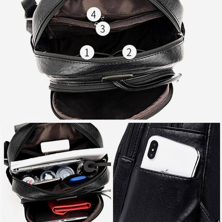 Kleiner Rucksack für Damen, weiches PU-Leder, lässiger Tagesrucksack